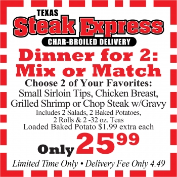 TSE Coupons All Mar Dinner for 2