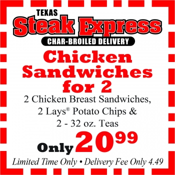 TSE Coupons All November22 Chicken Sandwiches for 2