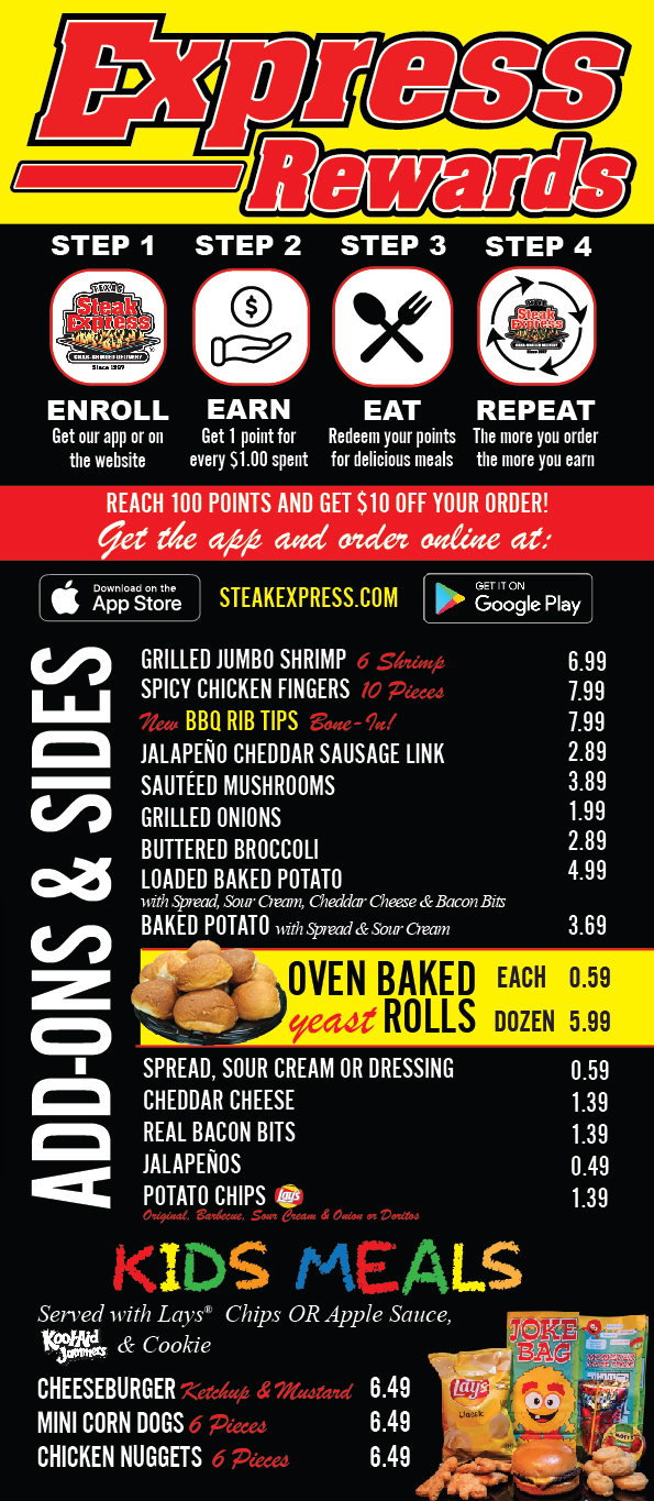 Our Menu Steak Express Steak Delivery